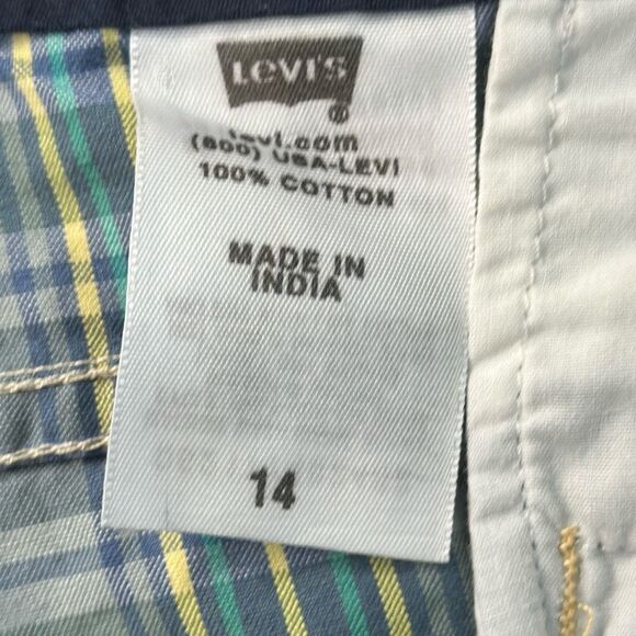 LEVI’S Shorts Womens 14 Blue Green Chino Shorts Bermuda Plaid - Picture 8 of 10